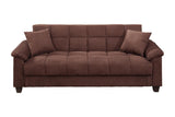 ZNTS Contemporary Living Room Adjustable Chocolate Color Microfiber Plush Storage Couch 1pc Futon HS00F7889-ID-AHD