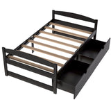 ZNTS Twin size platform bed, with two drawers, espresso WF195910AAP