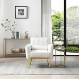 ZNTS Modern Comfy Blind Tufted White Teddy Fabric Accent Chair Leisure Chair Armchair Living Room Chairs W71471431