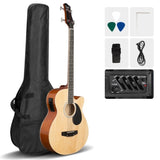 ZNTS GMB101 4 string Electric Acoustic Bass Guitar w/ 4-Band Equalizer 78571840