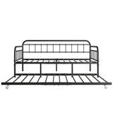 ZNTS Twin Size Metal Daybed Frame with Trundle, Heavy Duty Steel Slat Support Sofa Bed Platform with W840103518