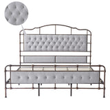 ZNTS King size High Boad Metal bed with soft head and tail, no spring, easy to assemble, no noise W1708127643