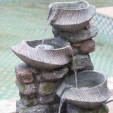 ZNTS 19x15x31.5" Indoor Outdoor Stone Water, 4-Tier Polyresin Cascading Rock Bowl Freestanding W2078124491