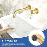 ZNTS Wall Mount Faucet for Bathroom Sink or Bathtub, Single Handle 3 Holes Brass Rough-in Valve Included, W1083P154747