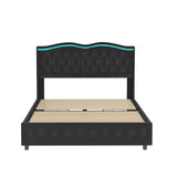 ZNTS Queen Platform Bed Frame , Velvet Upholstered Bed with Deep Tufted Buttons and Nailhead Trim, W834126431