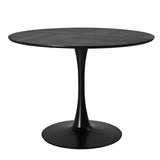 ZNTS 42.13"Modern Round Dining Table,Four Patchwork Tabletops with Black Solid Wood Veneer Table W757140934