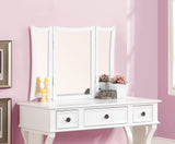 ZNTS Unique Modern Bedroom Vanity Set w Stool Foldable Mirror Drawers White Color MDF Veneer 1pc Vanity B011111843