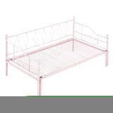 ZNTS Twin Size Metal Daybed with Trundle, Daybed with Slat No Box required Pink MF296396AAH