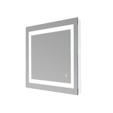 ZNTS 32"x 32" Square Built-in Light Strip Touch LED Bathroom Mirror Silver 95839895