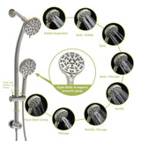 ZNTS Multi Function Dual Shower Head - Shower System with 4.7" Rain Showerhead, 8-Function Hand Shower, W124362277