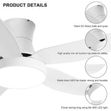 ZNTS Indoor Low Profile Ceiling Fan with LED Light and Remote Control,Ultra Quiet Flush Mount Fan with 6 W113639944