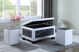 ZNTS 19" Tall Bonded Leather Storage Ottoman w/ 2 Seating, Old-World Blue and White B072116469