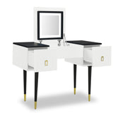 ZNTS 43.3" Modern Vanity Table Set with Flip-top Mirror and LED Light, Dressing Table with Customizable WF305842AAA