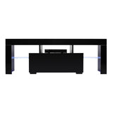 ZNTS Elegant Household Decoration LED TV Cabinet with Single Drawer Black 01109599