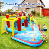 ZNTS 7 in1 Inflatable slide water park bouncing house outdoor Soccer garden bouncer with Splash pool & W167790010