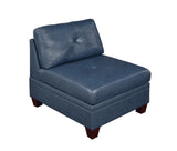 ZNTS Contemporary Genuine Leather 1pc Armless Chair Ink Blue Color Tufted Seat Living Room Furniture B01151379