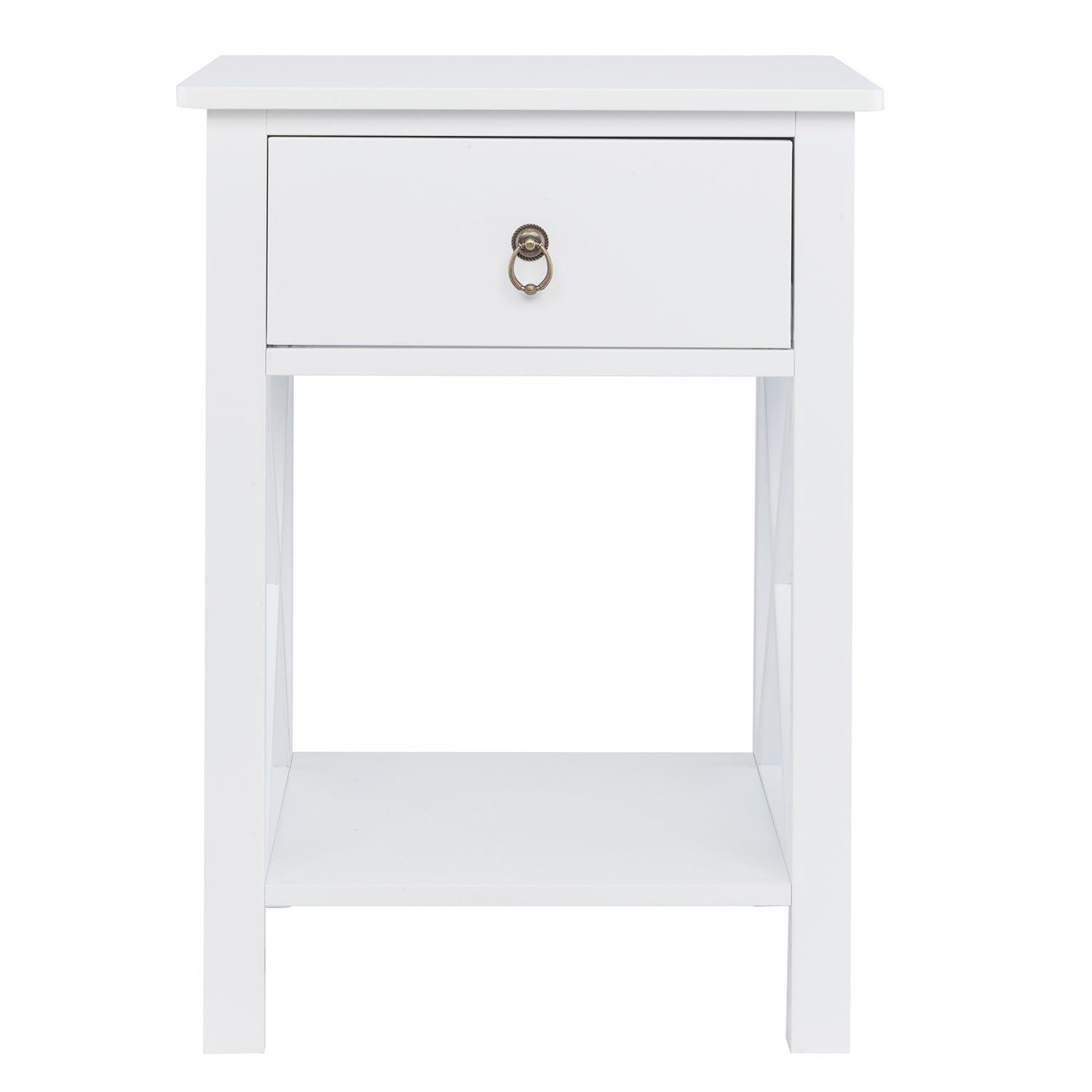 ZNTS Nightstand Modern End Table, Side Table with 1 Drawer and Storage Shelf, White 35743905
