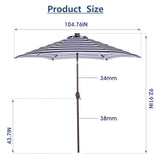 ZNTS Outdoor Patio 8.7-Feet Market Table Umbrella with Push Button Tilt and Crank, Blue White Stripes 38698584