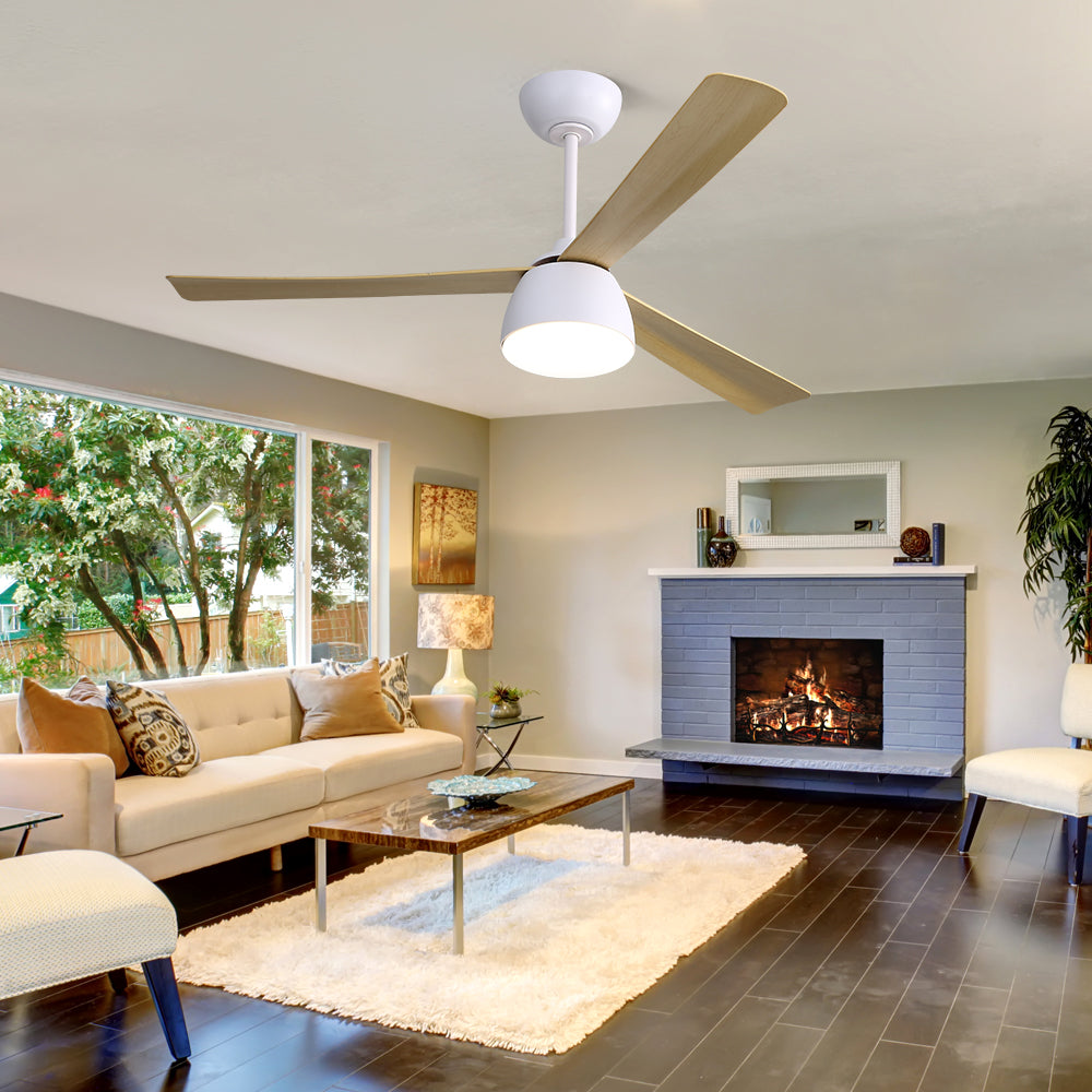 ZNTS 52 Inch Indoor LED Ceiling Fan With Dimmable 6 Speed Remote Control 3 Blade Reversible DC Motor For W934106304