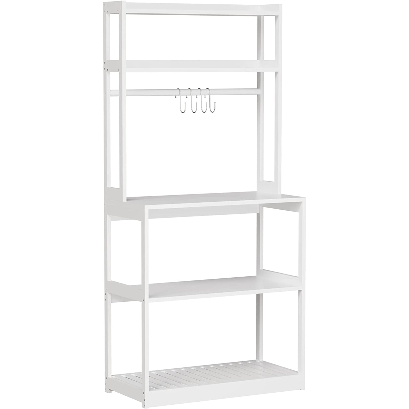 ZNTS Bamboo Microwave Stand, Bakers Racks for Kitchens with Storage Shelves, 5 Tier Kitchen Stand with 4 W1394106955