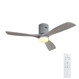 ZNTS Low Profile Ceiling Fan With Lights 3 Carved Wood Fan Blade Noiseless Reversible Motor Remote W93443059