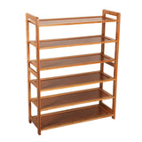 ZNTS Concise Rectangle 6 Tiers Bamboo Shoe Rack Wood Color 70992386