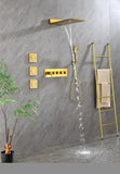 ZNTS Wall Mounted Waterfall Rain Shower System With 3 Body Sprays & Handheld Shower W92858570
