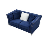 ZNTS Navy Blue, Velvet, 2+3 Seat Set, Cushion Combination Lounge, Deep Tufted Button Luxury 37078904