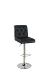 ZNTS Adjustable Bar stool Gas lift Chair Black Faux Leather Tufted Chrome Base Modern Set of 2 Chairs HS00F1644-ID-AHD