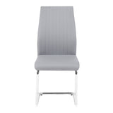 ZNTS Light grey modern simple style dining chair PU leather chrome metal pipe restaurant home chair set W29966607