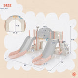 ZNTS Kids Slide Playset Structure 7 in 1, Freestanding Spaceship Set with Slide, Arch Tunnel, Ring Toss PP322884AAH