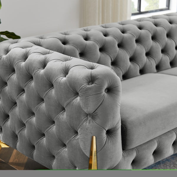 ZNTS Two-seater grey velvet sofa W30843454