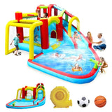 ZNTS 7 in1 Inflatable slide water park bouncing house outdoor Soccer garden bouncer with Splash pool & W167790010
