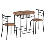 ZNTS Fire Wood PVC Black Paint Breakfast Table for Couples with Curved Back 37100463