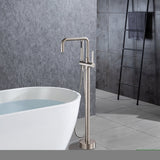 ZNTS Freestanding Tub Filler Matte Black Bathtub Faucet Floor Mount Single Handle Brass Tub Faucets with W119494678