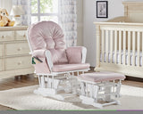 ZNTS Mason Glider and Ottoman White Wood and Pink Fabric B02263776