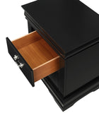 ZNTS 1pc Black Finish Two Drawers Louis Philip Nightstand Solid Wood Contemporary & Simple Style B01181970