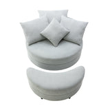 ZNTS Orisfur. 360&deg; Swivel Accent Barrel with Storage Ottoman & 4 Pillows, Modern Linen Leisure PP284472AAA