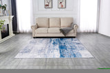 ZNTS ZARA Collection Abstract Design Gray Turquoise Machine Washable Super Soft Area Rug B03068264