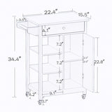 ZNTS Kitchen island rolling trolley cart with Adjustable Shelves and towel rack rubber wood table top W28235382