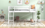 ZNTS Twin Size Wood Low Loft Bed with Ladder, ladder can be placed on the left or right, White WF313084AAK