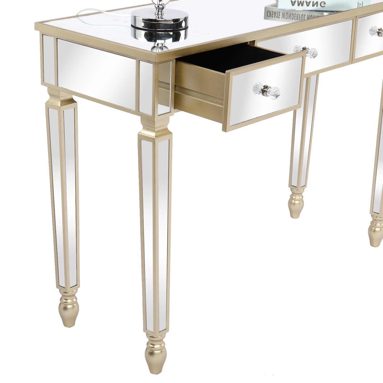 ZNTS Three Drawers Mirror Table Dressing Table Console Table 78599770