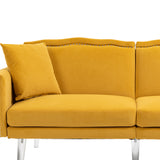 ZNTS COOLMORE Couches for Living Room Mid Century Modern Velvet Love Seats Sofa with 2 Pillows, Loveseat W153985002