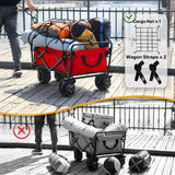 ZNTS Collapsible Heavy Duty Beach Wagon Cart Outdoor Folding Utility Camping Garden Beach Cart with 45935871