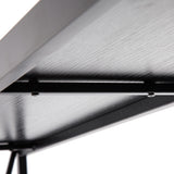 ZNTS Triamine Board Cross Iron Frame Porch Table Sofa Side Table Black Wood Grain 51494874
