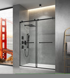 ZNTS 60 in. W x 76 in. HSliding Frameless Shower Door in Matte Black with Clear Glass W127253518