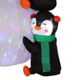ZNTS 6ft With 3 Penguins, 4 Light Strings, 1 Colorful Rotating Light, Inflatable, Garden Snowman 98246671
