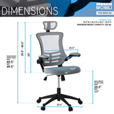ZNTS Techni Mobili Modern High-Back Mesh Executive Office Chair with Headrest and Flip-Up Arms, Silver RTA-80X5-SG