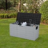 ZNTS 75gal 260L Outdoor Garden Plastic Storage Deck Box Chest Tools Cushions Toys Lockable Seat 26633405