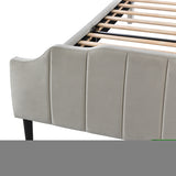 ZNTS Queen Size Upholstered Platform Bed with Headboard and Footboard,No Box Spring Needed, Velvet WF305781AAE